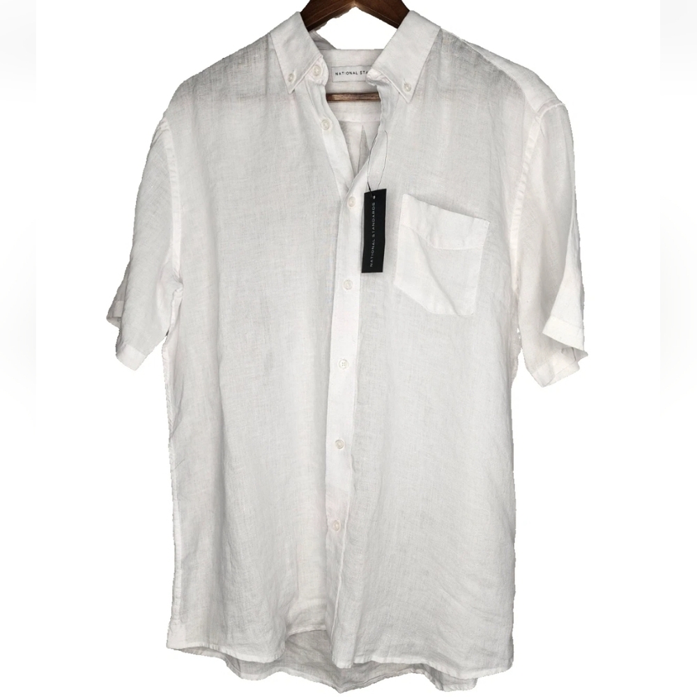 National Standards White Washed Linen Short Sleeve Shirt Size XL New With Tags